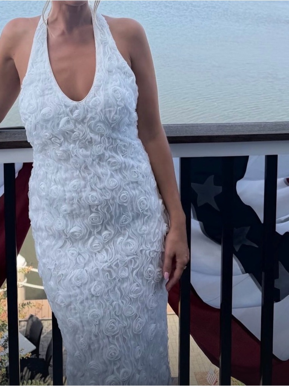 BHLDN TEXTURED HALTER SLIM MIDI DRESS